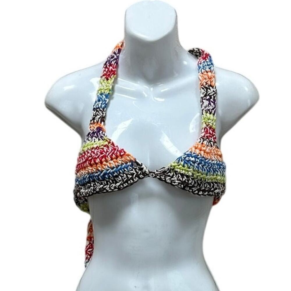 Oops Knot Again Crochet Multicolor Bikini Top size S